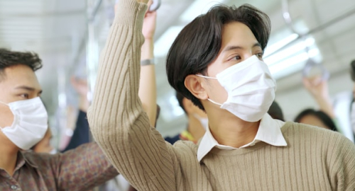 People wearing masks in the subway
